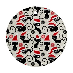 Cute Christmas Seamless Pattern Vector Round Ornament (Two Sides)