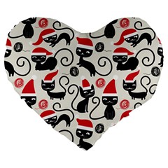 Cute Christmas Seamless Pattern Vector Large 19  Premium Heart Shape Cushions