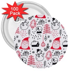 Christmas Themed Seamless Pattern 3  Buttons (100 pack) 