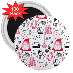 Christmas Themed Seamless Pattern 3  Magnets (100 pack)