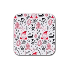 Christmas Themed Seamless Pattern Rubber Coaster (square)