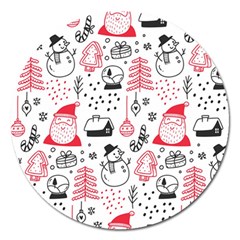 Christmas Themed Seamless Pattern Magnet 5  (Round)