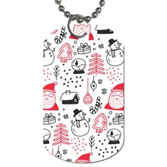 Christmas Themed Seamless Pattern Dog Tag (Two Sides)