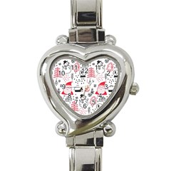 Christmas Themed Seamless Pattern Heart Italian Charm Watch