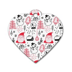 Christmas Themed Seamless Pattern Dog Tag Heart (One Side)