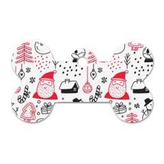 Christmas Themed Seamless Pattern Dog Tag Bone (One Side)