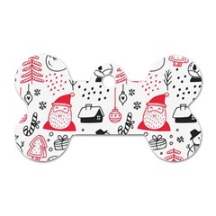 Christmas Themed Seamless Pattern Dog Tag Bone (Two Sides)