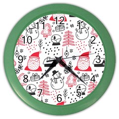 Christmas Themed Seamless Pattern Color Wall Clock