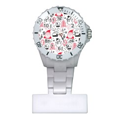 Christmas Themed Seamless Pattern Plastic Nurses Watch