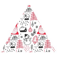 Christmas Themed Seamless Pattern Wooden Puzzle Triangle