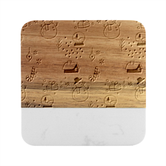 Christmas Themed Seamless Pattern Marble Wood Coaster (Square)