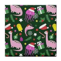 Colorful Funny Christmas Pattern Tile Coaster