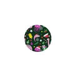 Colorful Funny Christmas Pattern 1  Mini Buttons