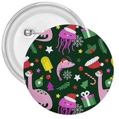 Colorful Funny Christmas Pattern 3  Buttons