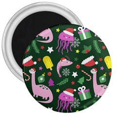 Colorful Funny Christmas Pattern 3  Magnets