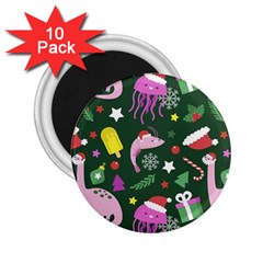 Colorful Funny Christmas Pattern 2.25  Magnets (10 pack) 