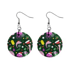 Colorful Funny Christmas Pattern Mini Button Earrings
