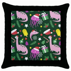 Colorful Funny Christmas Pattern Throw Pillow Case (Black)