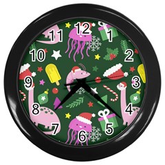 Colorful Funny Christmas Pattern Wall Clock (Black)