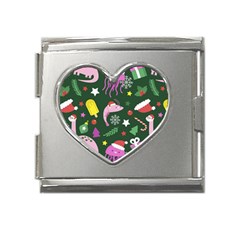 Colorful Funny Christmas Pattern Mega Link Heart Italian Charm (18mm)