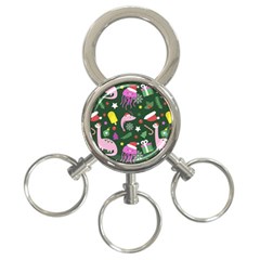 Colorful Funny Christmas Pattern 3-Ring Key Chain