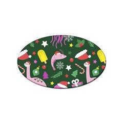 Colorful Funny Christmas Pattern Sticker (Oval)