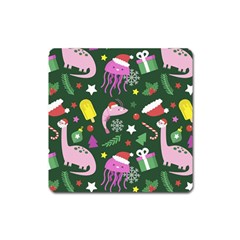 Colorful Funny Christmas Pattern Square Magnet