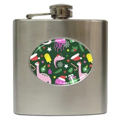 Colorful Funny Christmas Pattern Hip Flask (6 oz)