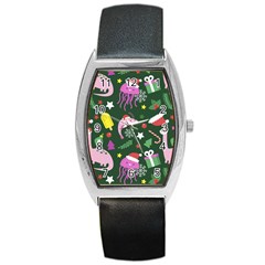 Colorful Funny Christmas Pattern Barrel Style Metal Watch