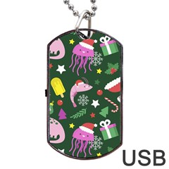 Colorful Funny Christmas Pattern Dog Tag USB Flash (One Side)