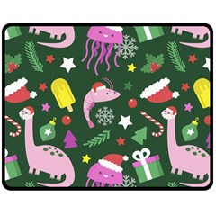 Colorful Funny Christmas Pattern Two Sides Fleece Blanket (Medium)