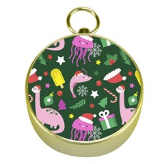 Colorful Funny Christmas Pattern Gold Compasses