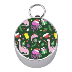 Colorful Funny Christmas Pattern Mini Silver Compasses