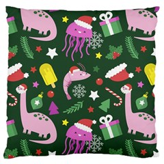 Colorful Funny Christmas Pattern Large Premium Plush Fleece Cushion Case (One Side)