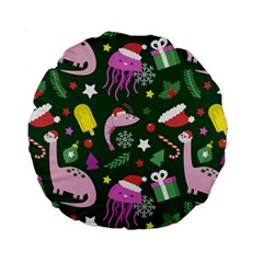 Colorful Funny Christmas Pattern Standard 15  Premium Flano Round Cushions by Semog4