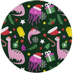 Colorful Funny Christmas Pattern UV Print Round Tile Coaster