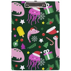 Colorful Funny Christmas Pattern A4 Acrylic Clipboard