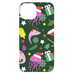 Colorful Funny Christmas Pattern iPhone 14 Black UV Print Case