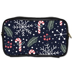 Holiday Seamless Pattern With Christmas Candies Snoflakes Fir Branches Berries Toiletries Bag (two Sides) by Semog4