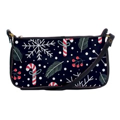 Holiday Seamless Pattern With Christmas Candies Snoflakes Fir Branches Berries Shoulder Clutch Bag by Semog4