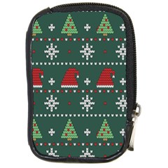 Beautiful Knitted Christmas Pattern Compact Camera Leather Case by Semog4