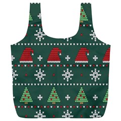 Beautiful Knitted Christmas Pattern Full Print Recycle Bag (xl)