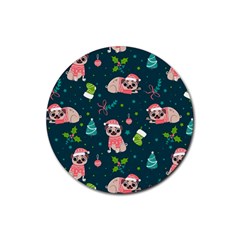 Pattern Christmas Funny Rubber Coaster (round) by Semog4