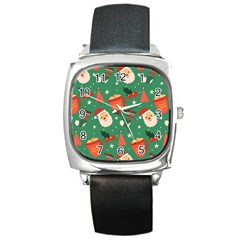 Colorful Funny Christmas Pattern Square Metal Watch