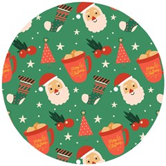 Colorful Funny Christmas Pattern Wooden Puzzle Round