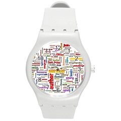 Writing Author Motivation Words Round Plastic Sport Watch (m) by Semog4