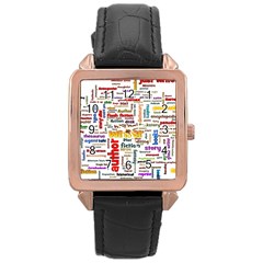 Writing Author Motivation Words Rose Gold Leather Watch  by Semog4