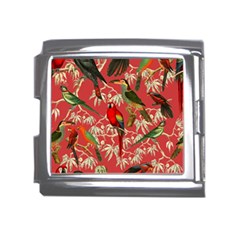 Vintage Tropical Birds Pattern In Pink Mega Link Italian Charm (18mm) by CCBoutique