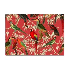 Vintage Tropical Birds Pattern In Pink Sticker A4 (10 Pack)
