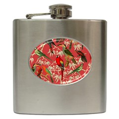 Vintage Tropical Birds Pattern In Pink Hip Flask (6 Oz) by CCBoutique